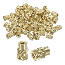 Knurled Insert Nuts, 130pcs M2 x 6mm Length x 4mm OD 3D Printing Brass Nuts Female Threaded Inserts Brass Heat Set Insert Embedment Nut