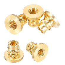 5 Pcs Threaded Inserts, M6 x 11.7mm H x 8.7mm OD Brass Metric Knurled Flange T-Nuts Female Threaded Heat Set Inserts Embedment Nut for Plastic and 3D