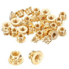 30 Pcs Threaded Inserts, M3 x 3.5mm H x 4.6mm OD Brass Metric Knurled Flange T-Nuts Female Threaded Heat Set Inserts Embedment Nut for Plastic and 3D