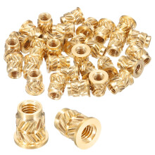 50 Pcs Threaded Inserts, M3 x 6.3mm H x 4.6mm OD Brass Metric Knurled Flange T-Nuts Female Threaded Heat Set Inserts Embedment Nut for Plastic and 3D