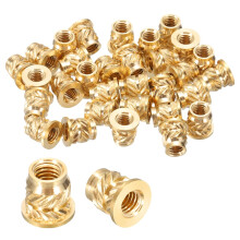 50 Pcs Threaded Inserts, M3 x 5.4mm H x 4.6mm OD Brass Metric Knurled Flange T-Nuts Female Threaded Heat Set Inserts Embedment Nut for Plastic and 3D