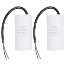 2Pcs CBB60 Run Capacitor 35uf 450V AC 2 Wires 50/60Hz Cylinder 102x50mm White for Air Compressor Water Pump Motor