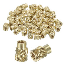 Knurled Insert Nuts, 130pcs M2.5 x 6mm Length x 4mm OD 3D Printing Brass Nuts Female Threaded Inserts Brass Heat Set Insert Embedment Nut