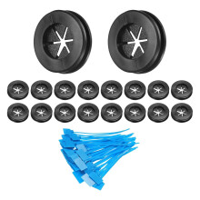 18Pcs 9/16"(14mm) ID, 5/8" (16mm) Drill Hole, Double Sided Grommets Round Firewall Hole Plug with Marker Cable Ties for Home Office Cable Wire Protect