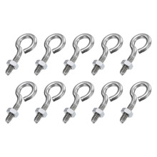 10 Pack Eye Bolts, M4 x 19mm 304 Stainless Steel Threaded Eyebolt Silver Eye Hooks with Nut for Hanging or Securing Cables