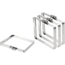 4Pcs 304 Stainless Steel Rectangular Hose Clamp, Adjustable 3.9 x 3 Inch Square Worm Gear Duct Pipe Tube Clamps for Ducting Bracket Cable Tray Bridge