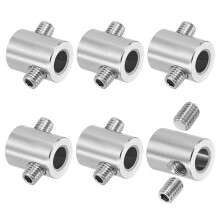 6Pcs Wire Rope Clips, 6mm ID 12mm OD Double Holes Lock Cable Clamps, 304 Stainless Steel Secure Fasteners with M5 Screws for Cable Rigging, Silver