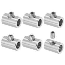 6Pcs Wire Rope Clips, 7mm ID 12mm OD Single Hole Lock Cable Clamps, 304 Stainless Steel Secure Fasteners with M6 Screws for Cable Rigging, Silver