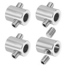 4Pcs Wire Rope Clips, 6mm ID 12mm OD Double Holes Lock Cable Clamps, 304 Stainless Steel Secure Fasteners with M5 Screws for Cable Rigging, Silver
