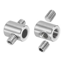 2Pcs Wire Rope Clips, 4mm ID 8mm OD Double Holes Lock Cable Clamps, 304 Stainless Steel Secure Fasteners with M4 Screws for Cable Rigging, Silver