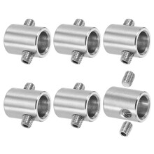 6Pcs Wire Rope Clips, 11mm ID 16mm OD Double Holes Lock Cable Clamps, 304 Stainless Steel Secure Fasteners with M6 Screws for Cable Rigging, Silver