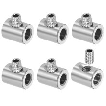 6Pcs Wire Rope Clips, 4mm ID 8mm OD Single Hole Lock Cable Clamps, 304 Stainless Steel Secure Fasteners with M4 Screws for Cable Rigging, Silver