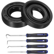 2Pcs Oil Seal, 10x20x4.5mm TC Nitrile Rubber Double Lip Cover with Hook Kit and Spring for Mechanical Automobile Bearing Shaft, Black