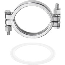 Stainless Steel Sanitary Bolted Pipe Clamp Flange OD 3-1/2" (91mm) High Pressure Clamp Flange OD Fitting Connection with Silicone Gasket for Cosmetics