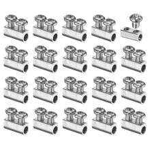 30Pcs Wire Rope Clips, Copper Cable Lock with 2 Cross-Recessed Screws, Cable Clamp Fastener Fit for 1-1.5mm Wire Rope for Home Life Construction Indus