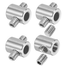 4Pcs Wire Rope Clips, 4mm ID 8mm OD Double Holes Lock Cable Clamps, 304 Stainless Steel Secure Fasteners with M4 Screws for Cable Rigging, Silver