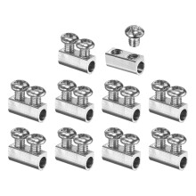 10Pcs Wire Rope Clips, Copper Cable Lock with 2 Cross-Recessed Screws, Cable Clamp Fastener Fit for 1-1.5mm Wire Rope for Home Life Construction Indus