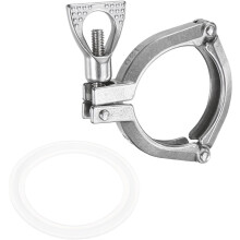 Stainless Steel Single Pin Tri Pipe Clamp 2-1/2" (64mm) Sanitary Clamp with Wing Nut Fitting Connection with Silicone Gasket for Food Beverage Cosmeti