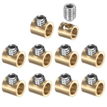 10Pcs Wire Rope Clips, Copper Cable Lock with 1 Hexagon Socket Screw, Cable Clamp Fastener Fit for 1-1.5mm Wire Rope for Home Life Construction Indust