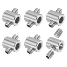 6Pcs Wire Rope Clips, 5mm ID 10mm OD Double Holes Lock Cable Clamps, 304 Stainless Steel Secure Fasteners with M4 Screws for Cable Rigging, Silver