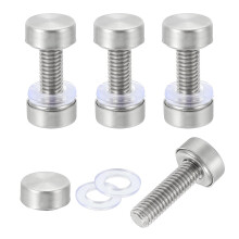 4 Pcs Sign Standoff Screws, 0.5x1 in Stainless Steel Standoff Nail Advertising Glass Nail for Acrylic Frame Advertising Board Connect and Fix, Brushed