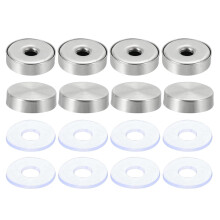 8 Pcs Standoff Screw Caps, 0.75" Dia Stainless Steel Standoff Nail Accessory Glass Nail with 8 Rubber Gaskets for Acrylic Frame Advertising Board Conn