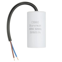 CBB60 Run Capacitor 25uf 450V AC 2 Wires 50/60Hz Cylinder 73x37mm White for Air Compressor Water Pump Motor