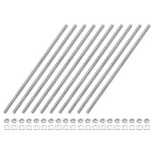 10Pcs Fully Threaded Rod, M5-0.8 Thread Pitch 150mm Length Stainless Steel Right Hand Fully Threaded Studs with Nuts and Washers for Clamps, Hangers a