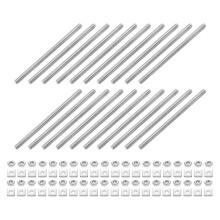 20Pcs Fully Threaded Rod, M3-0.5 Thread Pitch 50mm Length Stainless Steel Right Hand Fully Threaded Studs with Nuts and Washers for Clamps, Hangers an