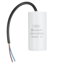CBB60 Run Capacitor 30uf 450V AC 2 Wires 50/60Hz Cylinder 92x44.5mm White for Air Compressor Water Pump Motor