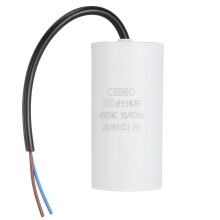 CBB60 Run Capacitor 100uf 450V AC 2 Wires 50/60Hz Cylinder 102x50mm White for Air Compressor Water Pump Motor