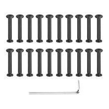 20 Sets Binding Post Screw, M3x7.5mm Bolts Female 4x26.5mm Hex Drive Socket Cap Screw Rivets Chicago Screws Furniture Bolts Stainless Steel with Wrenc