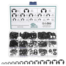 450 Pcs E-Clip External Retaining Rings Kit, Manganese Steel Circlip Snap Retaining Assortment Kit for Valves, Electrical Appliances, Cars and Cylinde