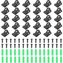 50Pcs 4mm(3/16") Fence Wire Clamps, Agricultural Fencing Mounting Clips R Type Cable Clamps with Screws and Expansion Tubes for Mount Welding Wires to