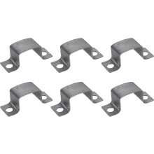 6Pcs 43x34 mm U Shaped Connector Bracket, Square Tube Strap Clamp Galvanized Steel Pipe Clamp Wood Deck Fence Post Tie for Water Pipes Stairs Railing