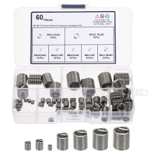 60Pcs Wire Thread Inserts Kit, M3/4/5/6/8/10/12 Carbon Steel Metric Sleeve Thread Repair Kit Helical Coiled Type for Machinery