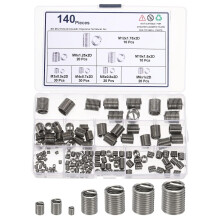 140Pcs Wire Thread Inserts Kit, M3/4/5/6/8/10/12 Carbon Steel Metric Sleeve Thread Repair Kit Helical Coiled Type for Machinery