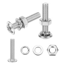20Pcs M6 x 30mm Flanged Button Head Socket Cap Screws, 304 Stainless Steel Socket Drive Fasteners Bolts with Nuts Flat & Lock Washer, Silver Tone