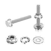 M4 x 30mm Phillips Flanged Hex Head Bolts, 20Pcs 304 Stainless Steel Flange Hexagon Screws with Nuts, Flat & Lock Washers, Fully Threaded, for Machine