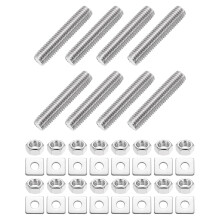 8Pcs Fully Threaded Rod, M10-1.5 Thread Pitch 50mm Length Stainless Steel Right Hand Fully Threaded Studs with Nuts and Washers for Clamps, Hangers an