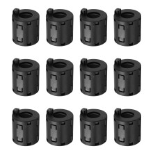 12 Pcs Ferrite Filter Ring Core RFI EMI Noise Suppression Cable Clip ID 16mm 0.63Inch Buckle-Type Cylindrical for Electronic Devices, Industry, Black