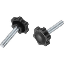 2Pcs 3/8"-16 Star Knobs, 1.9" Threaded Stud Plastic Male Clamping Knob Screw Hand Tightening Replacement Knob for Industrial Furniture Tools Jigs Clam