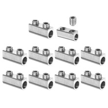 10Pcs Wire Rope Clips, Copper Cable Lock with 2 Hexagon Socket Screws, Cable Clamp Fastener Fit for 1-1.5mm Wire Rope for Home Life Construction Indus