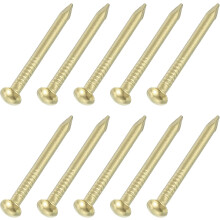 50Pcs Small Hardware Nails, 2D x 1" Brass Round Head Nail Common Finishing Nail for Household Woodworking Picture Hanging DIY Projects, Gold