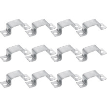 12Pcs 46x28 mm U Shaped Connector Bracket, Square Tube Strap Clamp Galvanized Steel Pipe Clamp Wood Deck Fence Post Tie for Water Pipes Stairs Railing