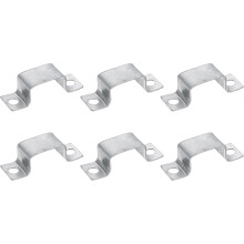 6Pcs 46x29 mm U Shaped Connector Bracket, Square Tube Strap Clamp Galvanized Steel Pipe Clamp Wood Deck Fence Post Tie for Water Pipes Stairs Railing