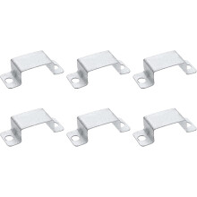 6Pcs 60x28 mm U Shaped Connector Bracket, Square Tube Strap Clamp Galvanized Steel Pipe Clamp Wood Deck Fence Post Tie for Water Pipes Stairs Railing