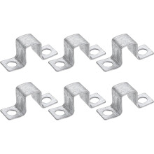 6Pcs 16x25 mm U Shaped Connector Bracket, Square Tube Strap Clamp Galvanized Steel Pipe Clamp Wood Deck Fence Post Tie for Water Pipes Stairs Railing