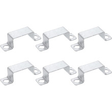6Pcs 50x27 mm U Shaped Connector Bracket, Square Tube Strap Clamp Galvanized Steel Pipe Clamp Wood Deck Fence Post Tie for Water Pipes Stairs Railing