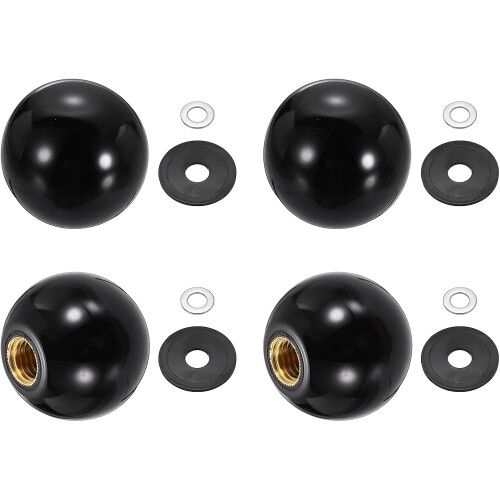 4Pcs Threaded Ball Knobs, M12 x 40mm Phenolic Plastic Thread Ball Handles Balls Nuts Knob Caps Nut Balls with Threaded Insert for Machine Lever Handle